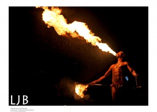 In Singapore at the night safari, the wonderful Thumbuakar performers dazzle the crowd with their amazing stunts complete with doing things with fire you don't think is humanly possible. One of the highlights of my visit to Singapore! & I must confess, I took quite a liking to this fella :)